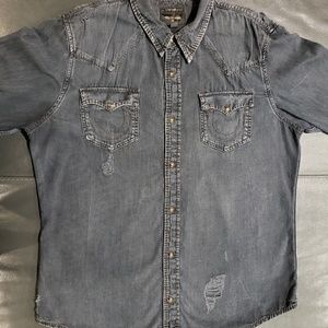 True Religion Ryan western distressed denim shirt